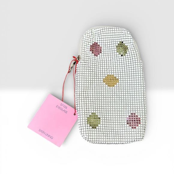 Malini M. Vintage White Metal Mesh Polka Dot Shoulder Bag w Matching glass case - Picture 7 of 16